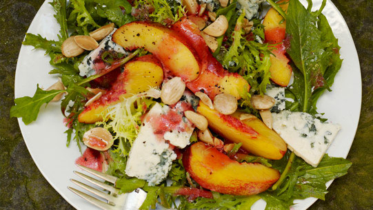 nectarine and blue cheese salad with plum vinaigrette